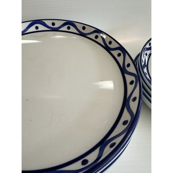 Lot of 9 Dansk Arabesque Blue Wave Coupe Dinner Salad Plates 8", 11" Raised Edge - Picture 4 of 13